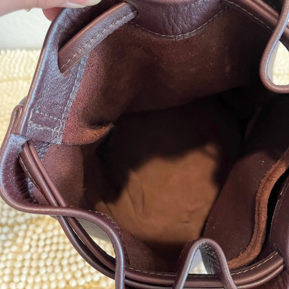 Beautiful Burgundy Leather Drawstring Bag - Picture 5 of 7